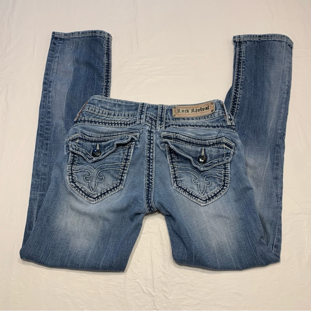 Rock Revival Women's Straight Leg Jeans - Faded Blue Wash